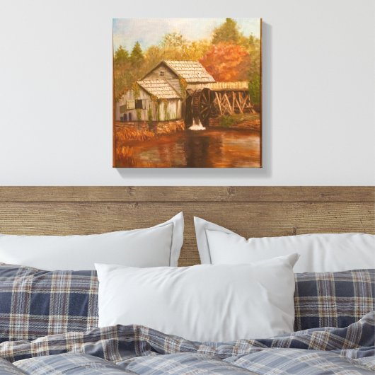 Oude Mill in het najaar Canvas Afdruk (Insitu (Slaapkamer))