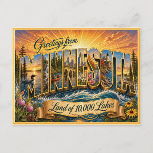 Oude Minnesota Groet Vanansichtkaart Briefkaart
