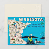 Oude Minnesotacaart op ansichtkaart Briefkaart (Voorkant / Achterkant)