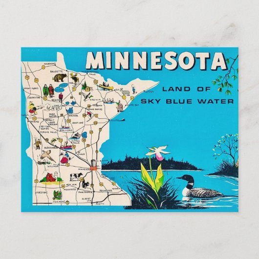 Oude Minnesotakaart Ansichtkaart Briefkaart (Voorkant)