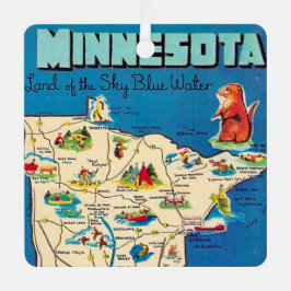 Oude Minnesotakaart Ansichtkaart Metalen Ornament