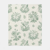 Oude mintgroene vogel toile bloempatroon fleece deken (Voorkant)
