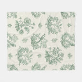 Oude mintgroene vogel toile bloempatroon fleece deken (Voorkant (Horizontaal))