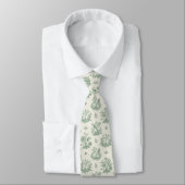 Oude mintgroene vogel toile bloempatroon stropdas (Gebonden)