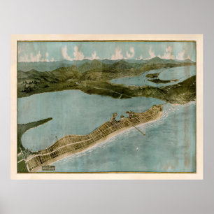 Oude Mission Beach CA Map (1915)  San Diego Poster