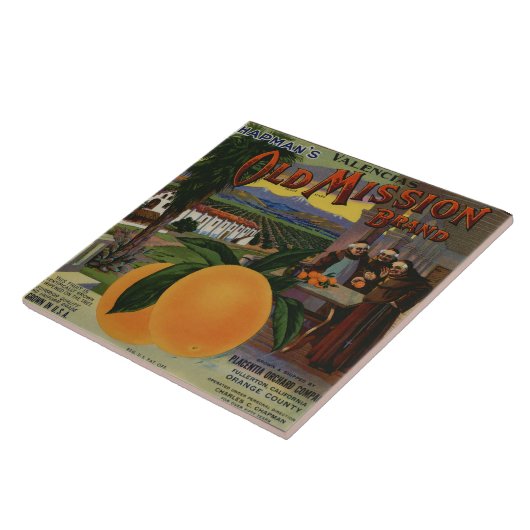 Oude Mission Oranje-kaartenlabel Tegeltje (Zijkant)