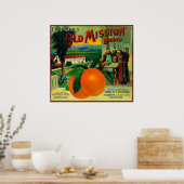 Oude Mission Oranje LabelFullerton, CA Poster (Keuken)