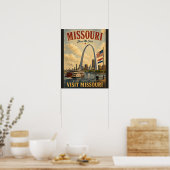 Oude Missouri-reisposter met Gateway Arch a Poster (Keuken)