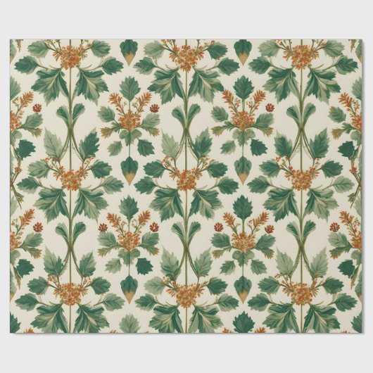 Oude Mistletoe Botanische Kerstpatroon Cadeaupapier (Vlak)