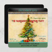 Oude Mode Boom Koele Kerstmis Party Uitnodiging (Voorkant / Achterkant)