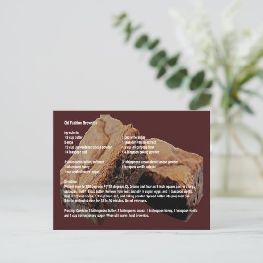 Oude mode brownies Recipe Card Briefkaart (Staand voorkant)