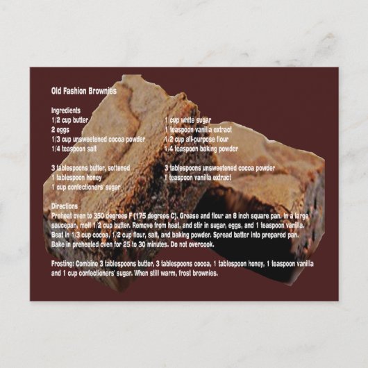 Oude mode brownies Recipe Card Briefkaart (Voorkant)