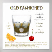 Oude mode- Cocktail Recipe Poster (Voorkant)