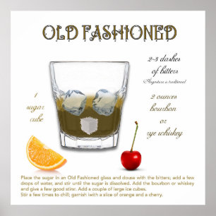 Oude mode- Cocktail Recipe Poster