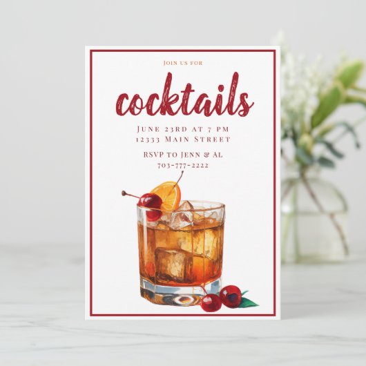 Oude Mode Drank Cocktail Party Kaart (Staand voorkant)