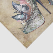 Oude Mode Hoge Hakken met Bloemvlinder Motief Tissuepapier (Detail)
