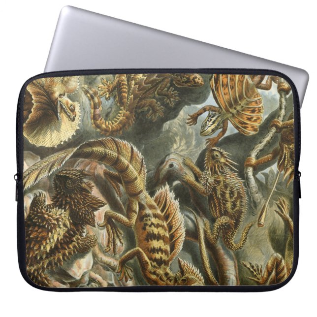 Oude mode-illustratie van Ernst Haeckel Lacertilia Laptop Sleeve (Voorkant)