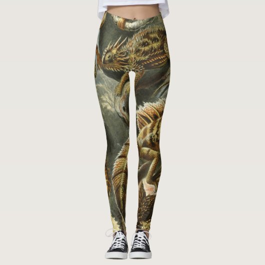 Oude mode-illustratie van Ernst Haeckel Lacertilia Leggings (Voorkant)