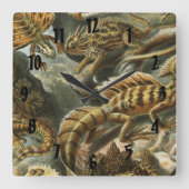 Oude mode-illustratie van Ernst Haeckel Lacertilia Vierkante Klok (Voorkant)
