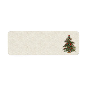 Oude mode kerstboom adresetiketten etiket