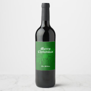 Oude Mode Kerstmis Sneeuwvlok Fles Label Wijn Etiket