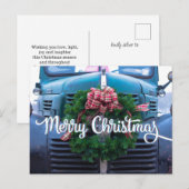 Oude Mode Kerstmis Vrachtwagen krans Feestdagenkaart (Voorkant / Achterkant)