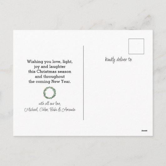 Oude Mode Kerstmis Vrachtwagen krans Feestdagenkaart (Achterkant)