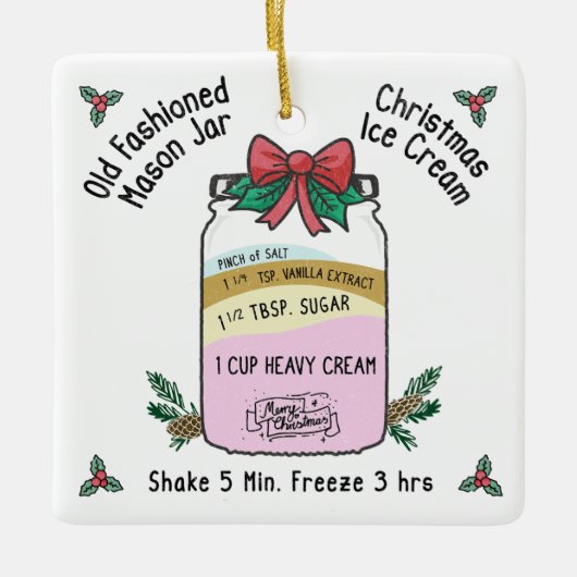 Oude Mode Mason Jar Kerstmis Ijs Keramisch Ornament (Voorkant)