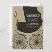 Oude Mode  Pram Carriage Baby shower Kaart (Achterkant)