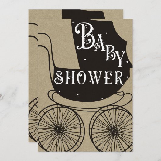 Oude Mode Pram Carriage Baby shower Kaart (Voorkant / Achterkant)