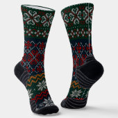 Oude mode Retro stijl Olijfgroen en rood Papa Sokken (Gebogen)