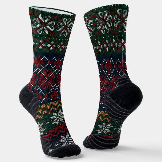 Oude mode Retro stijl Olijfgroen en rood Papa Sokken (Gebogen)