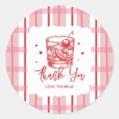 Oude Mode Rode Kers Bovenop Dank U Ronde Sticker (Voorkant)
