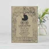 Oude Mode Vintage Koets Deco Baby Shower Kaart (Staand voorkant)