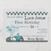 Oude Modeauto Verjaardag, Baby shower Uitnodiging (Voorkant / Achterkant)