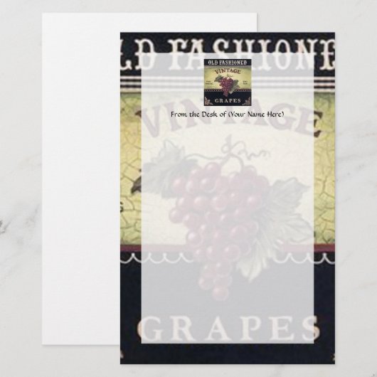 Oude modedruiven voor gebruik, Paarse en zwarte w Briefpapier (Voorkant / Achterkant)