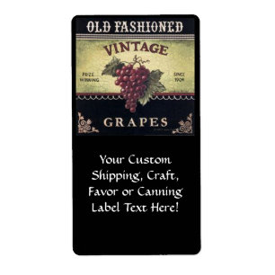 Oude modedruiven voor  gebruik, Paarse en zwarte w Etiket