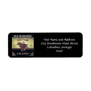 Oude modedruiven voor  gebruik, Paarse en zwarte w Etiket