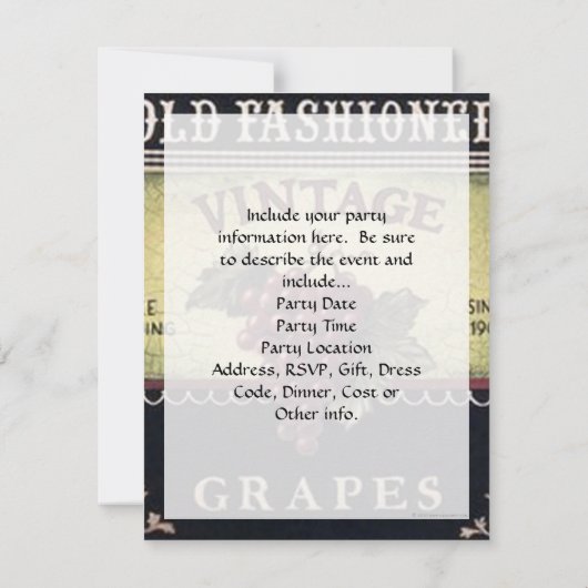 Oude modedruiven voor  gebruik, Paarse en zwarte w Kaart (Achterkant)