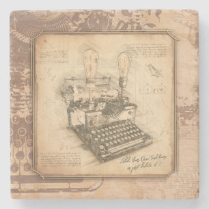 Oude Modekunst. Auteur / Schrijverscadeau Stenen Onderzetter