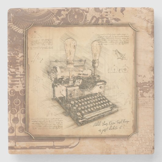  Oude Modekunst. Auteur / Schrijverscadeau Stenen Onderzetter (Voorkant)