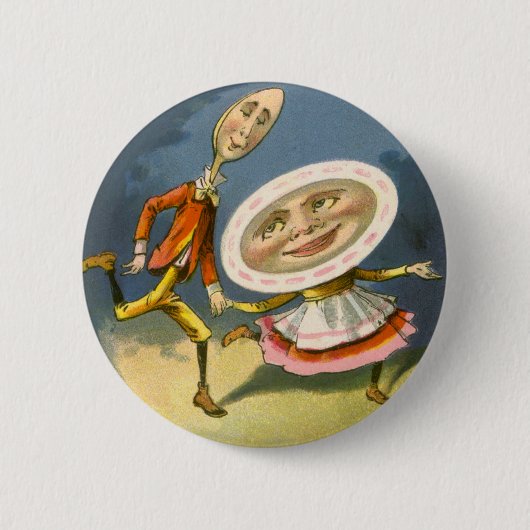 Oude Moeder de Gans-kinderrijmpje Hey Diddle Ronde Button 5,7 Cm (Voorkant)