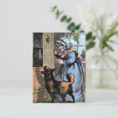 Oude moeder Hubbard en haar hond Briefkaart (Staand voorkant)