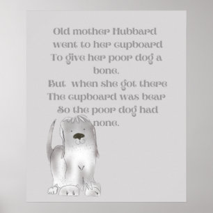 Oude Moeder Hubbard in grijs Poster
