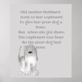 Oude moeder Hubbard in grijstinten Poster