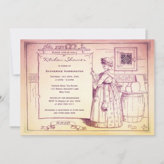 Oude Moeder Hubbard Keuken Vrijgezellenfeest Kaart (Achterkant)