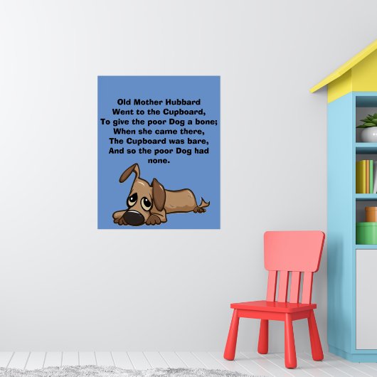 Oude Moeder Hubbard kinderrijm Poster (Kinderkamer 1)