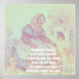 Oude Moeder Hubbard Kwekerij Rijm Poster