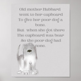 Oude moeder Hubbard leuke cartoon leuk in grays Poster