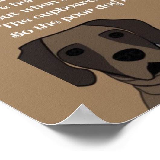 Oude moeder Hubbard rijmt een leuke hond in browse Poster (Hoek)